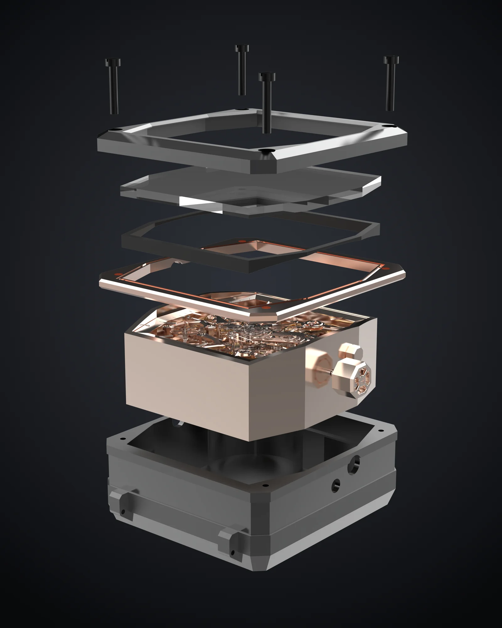 The case, separated into its layers