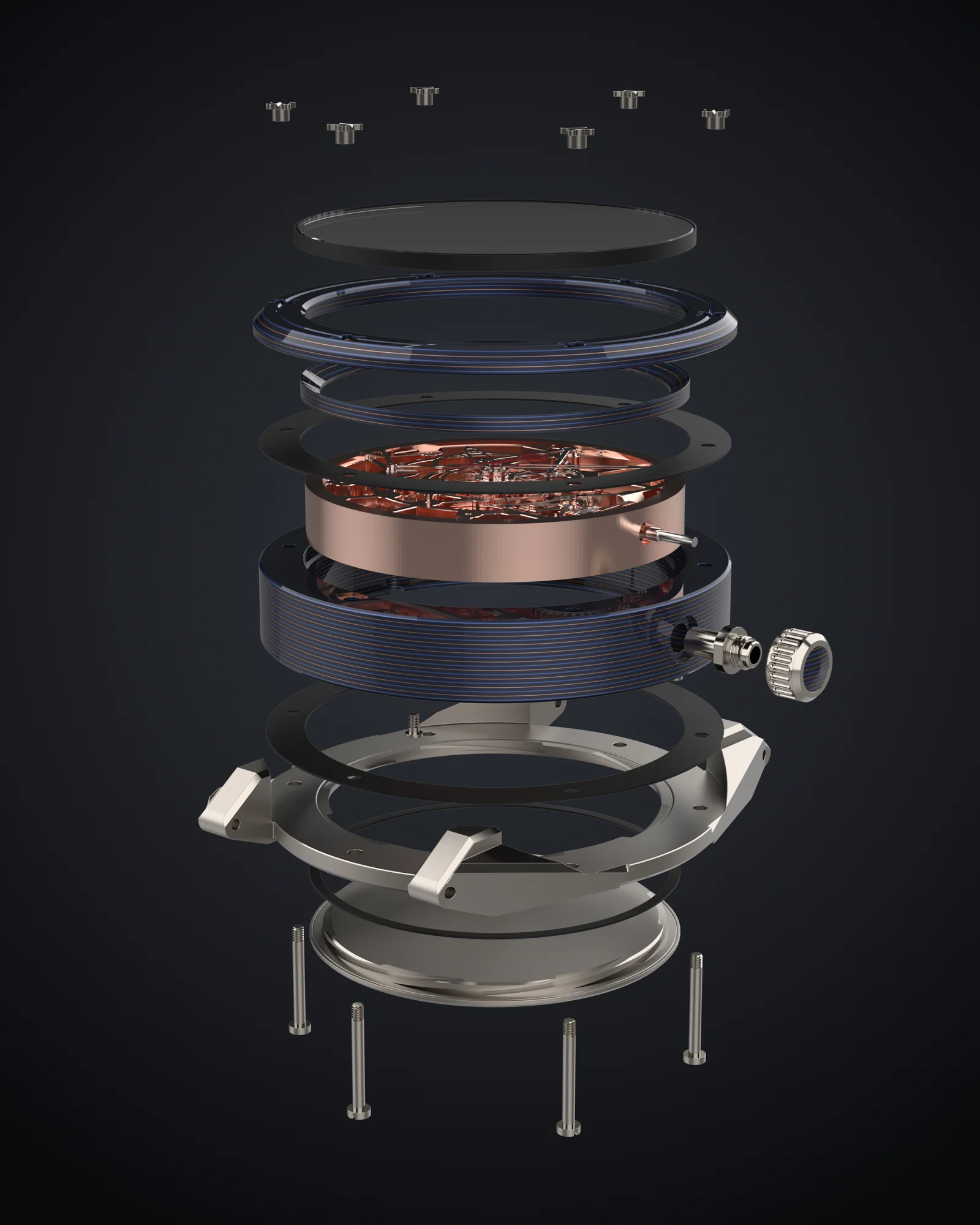 Case architecture in an exploded view